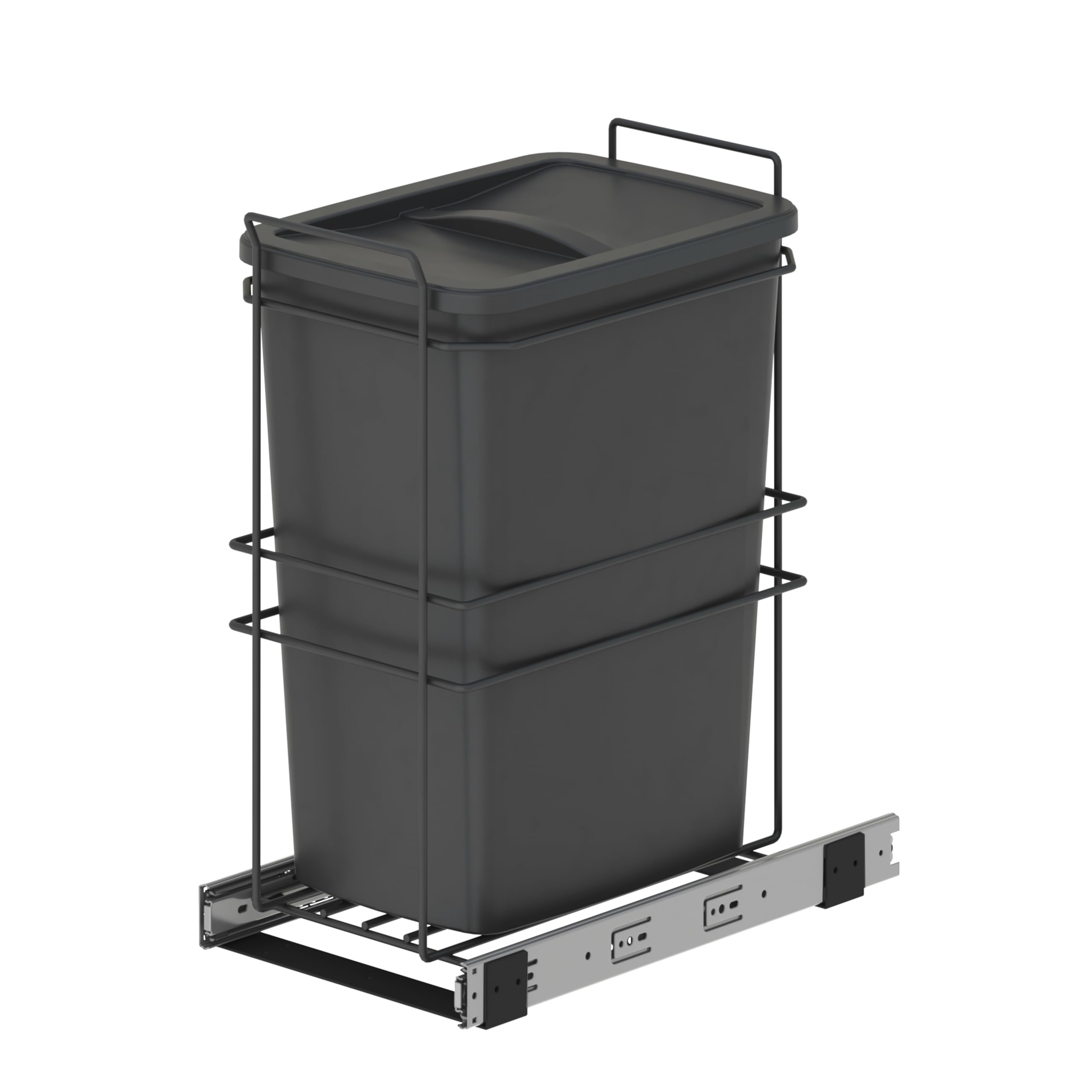 EmucaRecycling bins for kitchen, 35 L, lower fixing and manual removal, Anthracite grey plastic