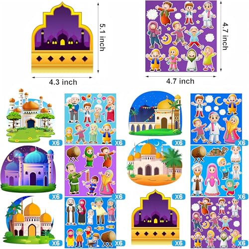 36 Sets Ramadan Stickers Eid Mubarak Craft Kit - DIY Decorations