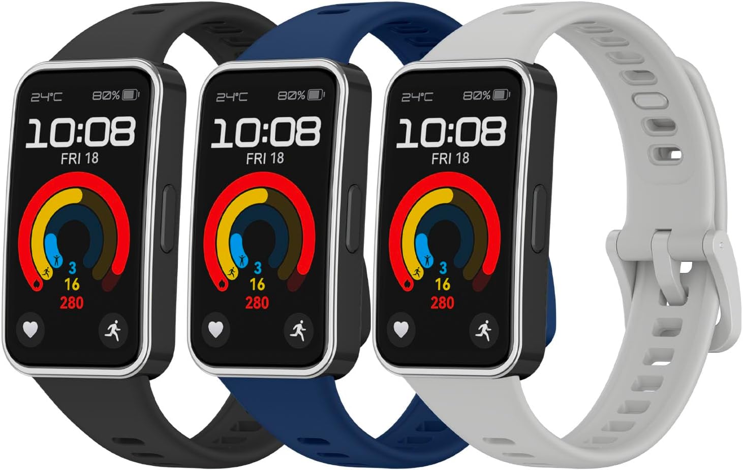 [3 Packs ] Silicone Band for Huawei Band 10/9/8 Strap，Waterproof Breathable Adjustable Straps for HUAWEI Band 10& HUAWEI Band 9 & Band 8 Band