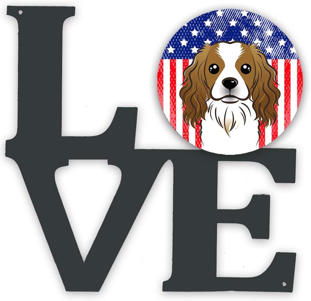 Caroline's Treasures BB2154WALV American Flag and Cavalier Spaniel Metal Wall Artwork Love Indoor Outdoor Art Decor Patio, Bathroom, Kitchen Colorful Aluminum and Black Steel Sculpture