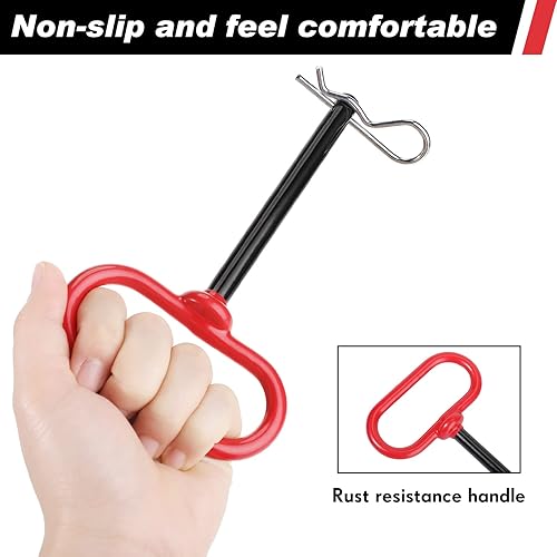 Miniatura 4 de 4 piezas de accesorios de enganche de mango rojo de 38 x 4 pulgadas pasador de enganche de remolque y clip para carga de remolque barco RV automóvil