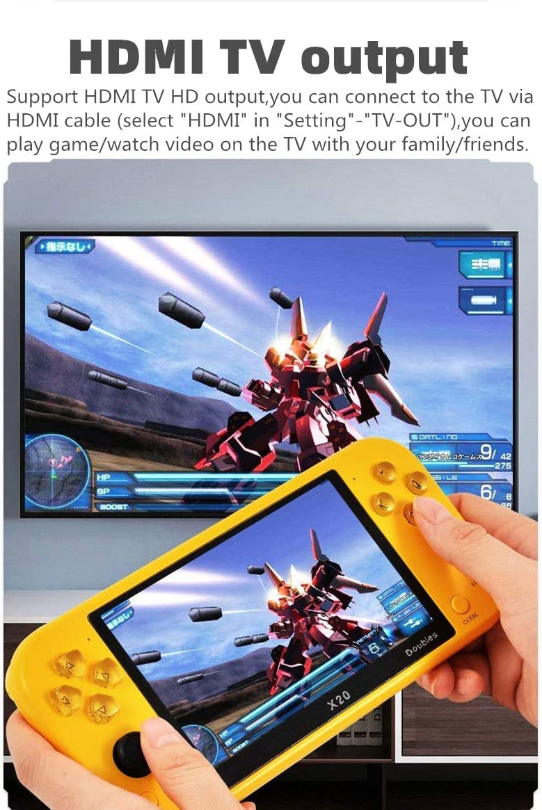 CHROX Console di Gioco per Doppio Giocatore con Controller Wireless da 5,1 Pollici, 9000 Giochi retrò Integrati, Supporta Video/Musica/E-Book/Dizionario Elettronico/Batteria al Litio con Uscita HDMI