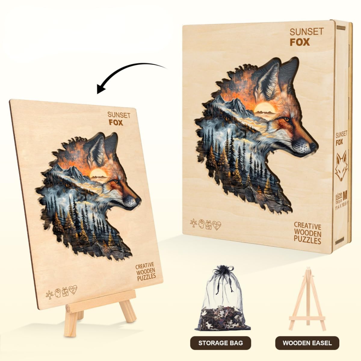 Amazon.com: Jollitot Sunset Fox Puzzles Adults Gifts Wooden 200