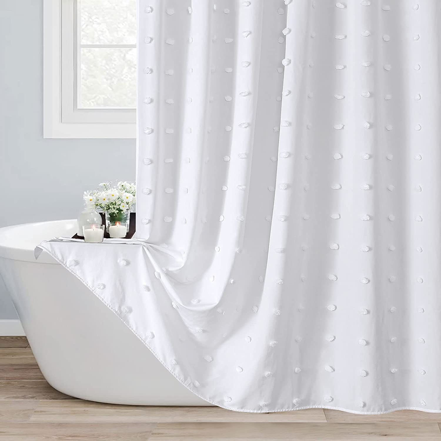 Colorigan White Fabric Shower Curtain Soft Fabric Shower