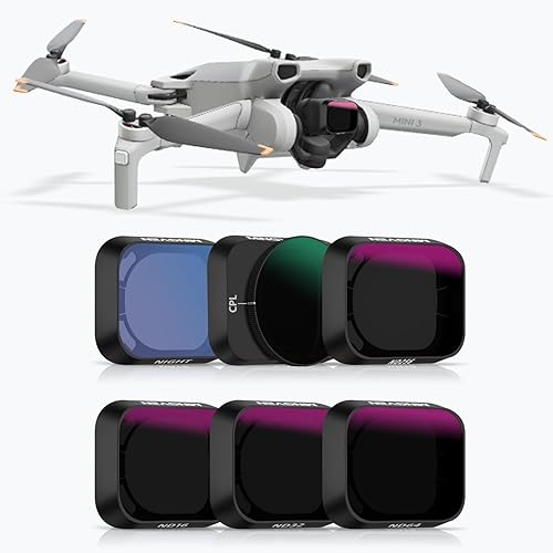 Mini 3 filtros ND, juego de filtros ND compatibles con accesorios DJI Mini 3/Mini 3 Pro, paquete de 6 (CPL, Natural Night, ND16, ND32, ND64, ND256)
