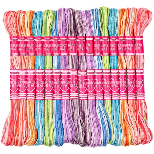 16 Skeins Colorful Series Embroidery Floss, 8m Cotton Cross Stitch