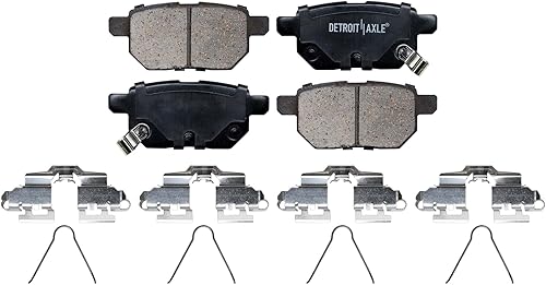Miniatura 2 de Detroit Axle - Juego de 4 pastillas de freno traseras de cerámica con hardware + limpiador de frenos de repuesto para Lexus CT200H Pontiac Vibe