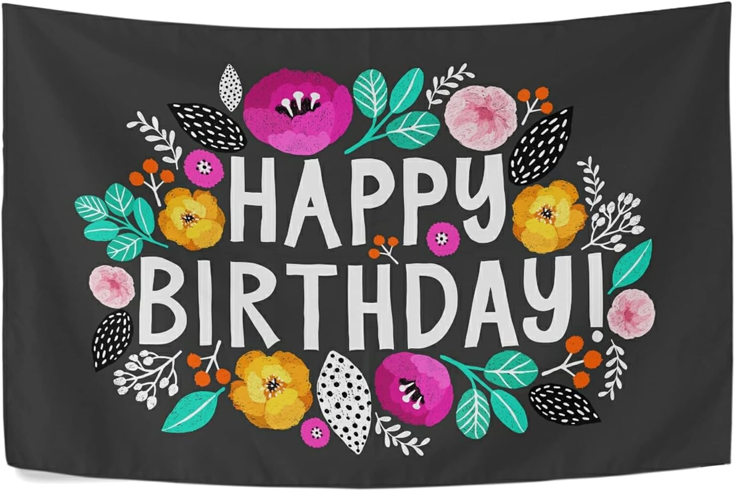 タペストリー インテリア 壁画 ポスター 壁掛け 小さめ 壁飾り用 Happy Birthday 誕生日 ブラック 装飾用品