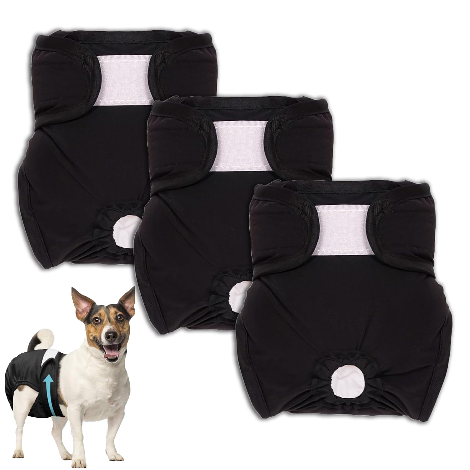 3 Pack Reusable Dog Diapers, Female Period Pants for Dogs Highly Absorbent Washable Sanitary Wraps Panties for Female Pets (XL)