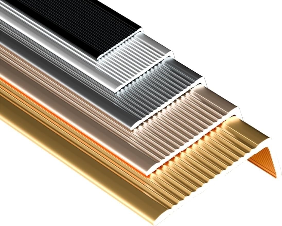 Perfiles Angulares De Aluminio para Bordes De Escaleras Y Pisos 90 Cm Moldura Antideslizante para Escalones Y Pisos Laminados(Black,W:30mm/1.18in)