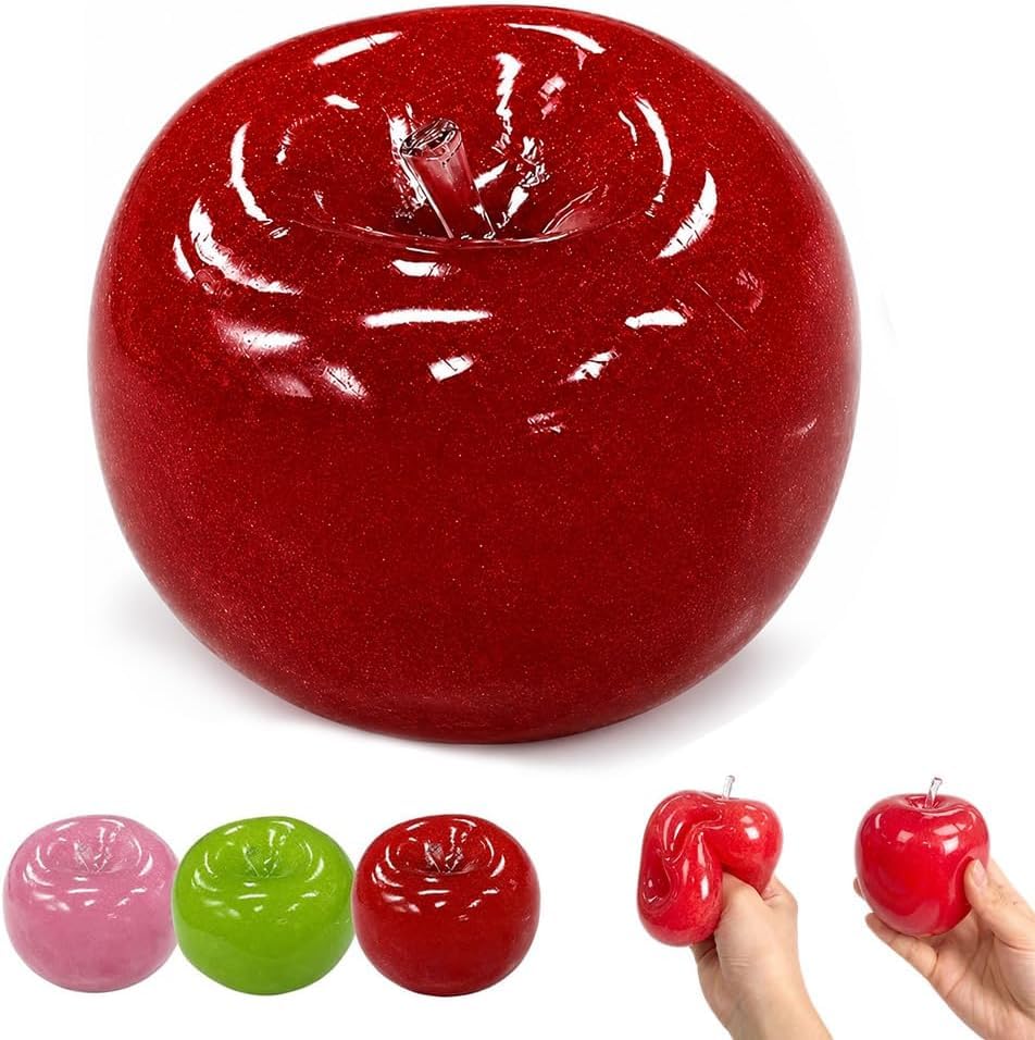 Slushy Apple Squishy, Zero Bounce Back Apple Stress Ball, Realistic Slush Red Apple Shaped Squishies Stress Ball, Mashed Skin Soft Filled Squeeze Relaxing Fidget for Adults (Apple-red) — image 1