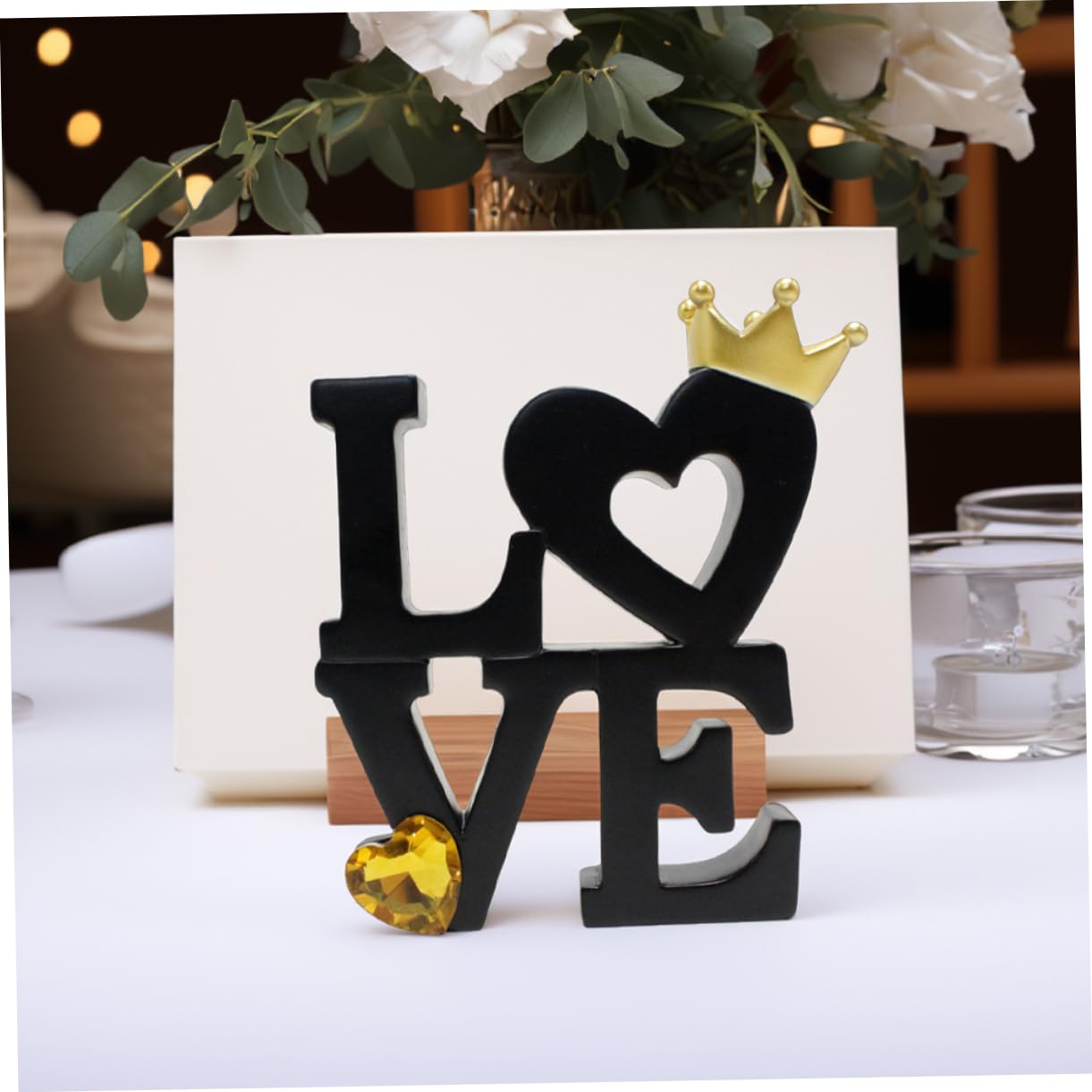 ABOOFAN Adorno de Madera Love con Corazón Colgante para Decoración de Mesas de Amor Centros de Mesa para Bodas y San Valentín Decoración para Hogar y