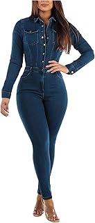 Women’s Sexy Short Sleeve Night Club Denim Jumpsuits Rompers Mini Shorts One Piece Stretchy Rompers with Pocket