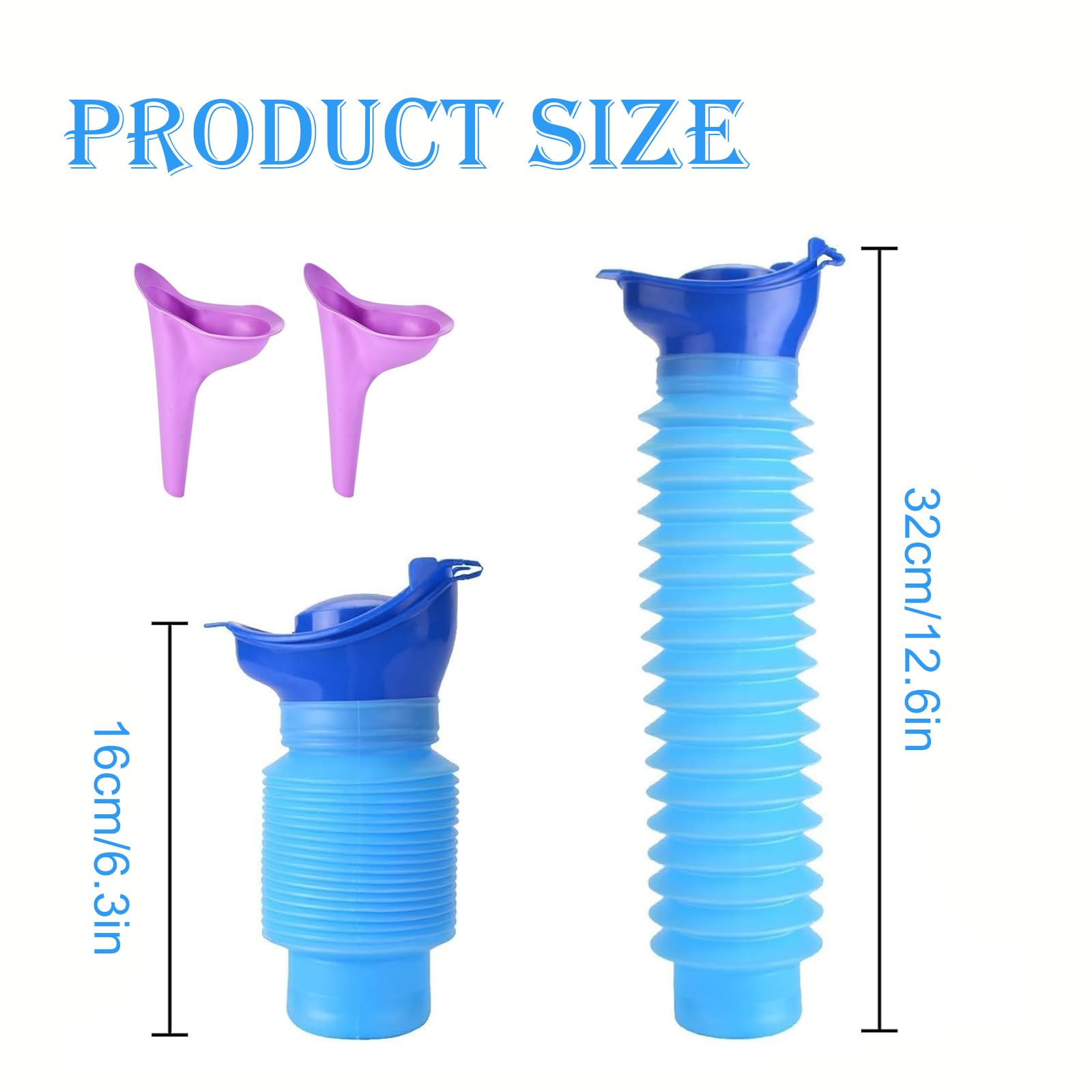 Lot de 2 urinoirs Portables d'urgence, Urinoir Rétractable, Urinoir Homme Femme Portable, Mini Toilette Portable pour Camping, Bouteille Urine Réutilisable, pour Le Camping, la randonnée