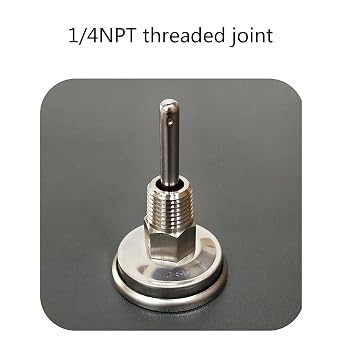 Dial Thermometer 1/4 NPT Thread Joint Stainless Steel Temperature Meter Gauge -10-100C/0-220oF for Boiler Tea Kettle Temperature Meter with Probe for Boiler Kettle Tea Universal