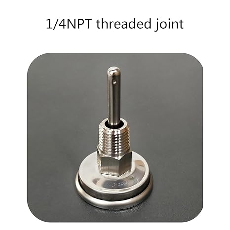 Dial Thermometer 1/4 NPT Thread Joint Stainless Steel Temperature Meter Gauge -10-100C/0-220oF for Boiler Tea Kettle Temperature Meter with Probe for Boiler Kettle Tea Universal