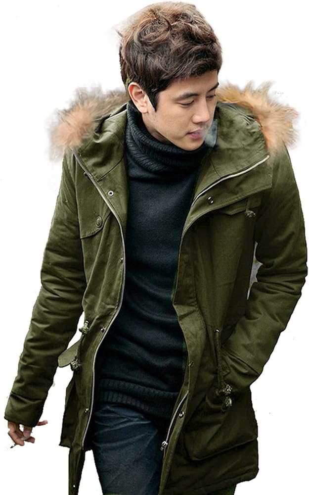 Amazon | モッズコート メンズ ファー付き 裏ボア キルティング