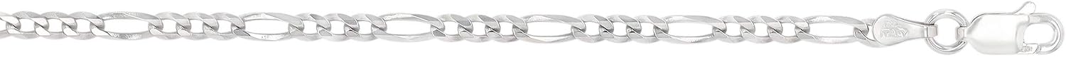 DECADENCE Solid 925 Sterling Silver 3.50mm Figaro Chain for Men with Lobster Claw Clasp | 10" Anklet | 925 Curb Anklet For Men and Women