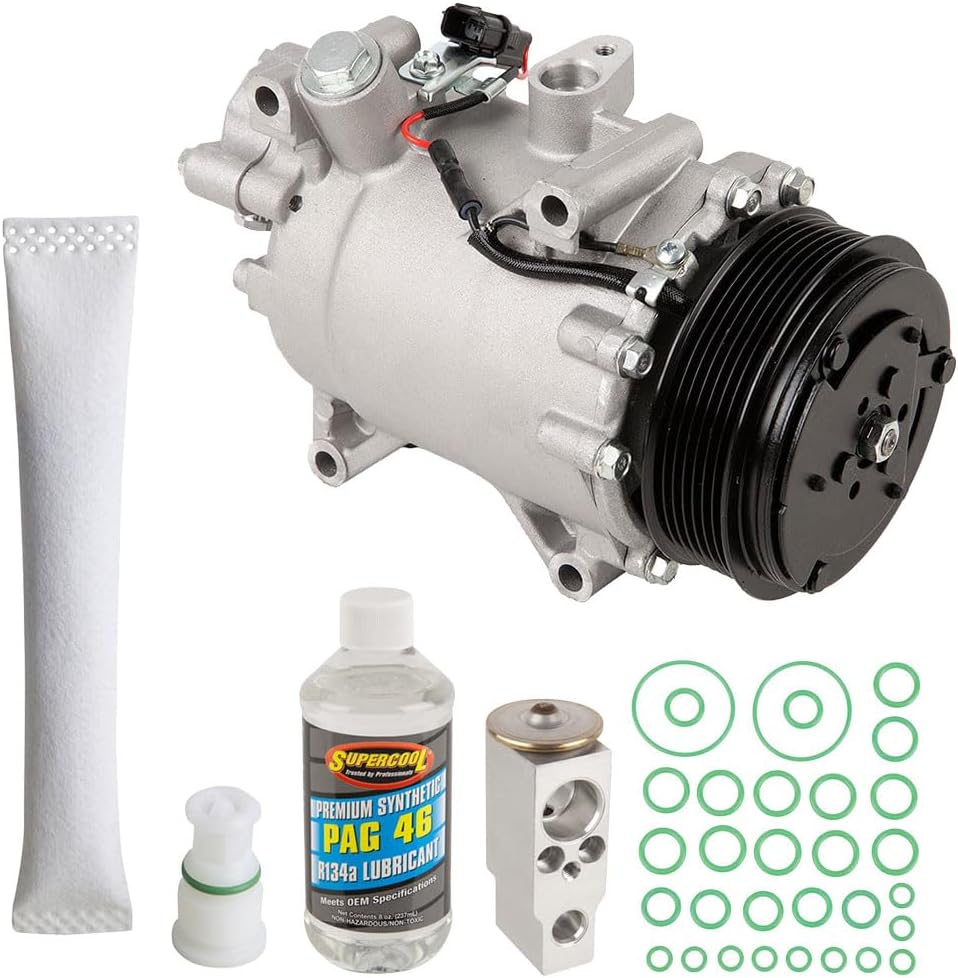 AC Compressor & A/C Kit For Acura TSX 2.4L 4-Cyl 2009 2010 2011 2012 2013 2014 - Includes Drier, Expansion, Oil & Seals - BuyAutoParts 60-82210RK New