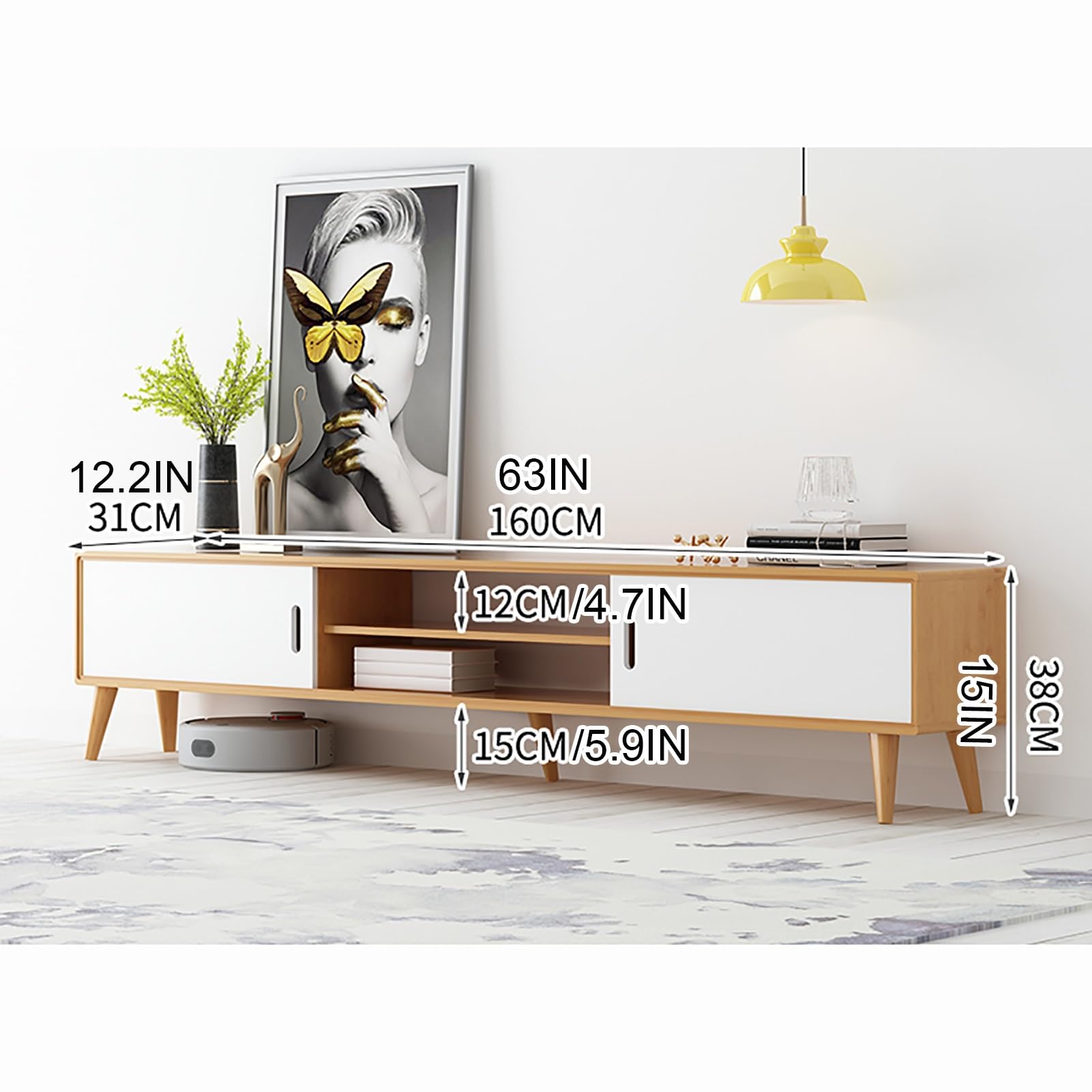 Amazon.com: TV Console Table Bamboo TV Cabinet Low Entertainment