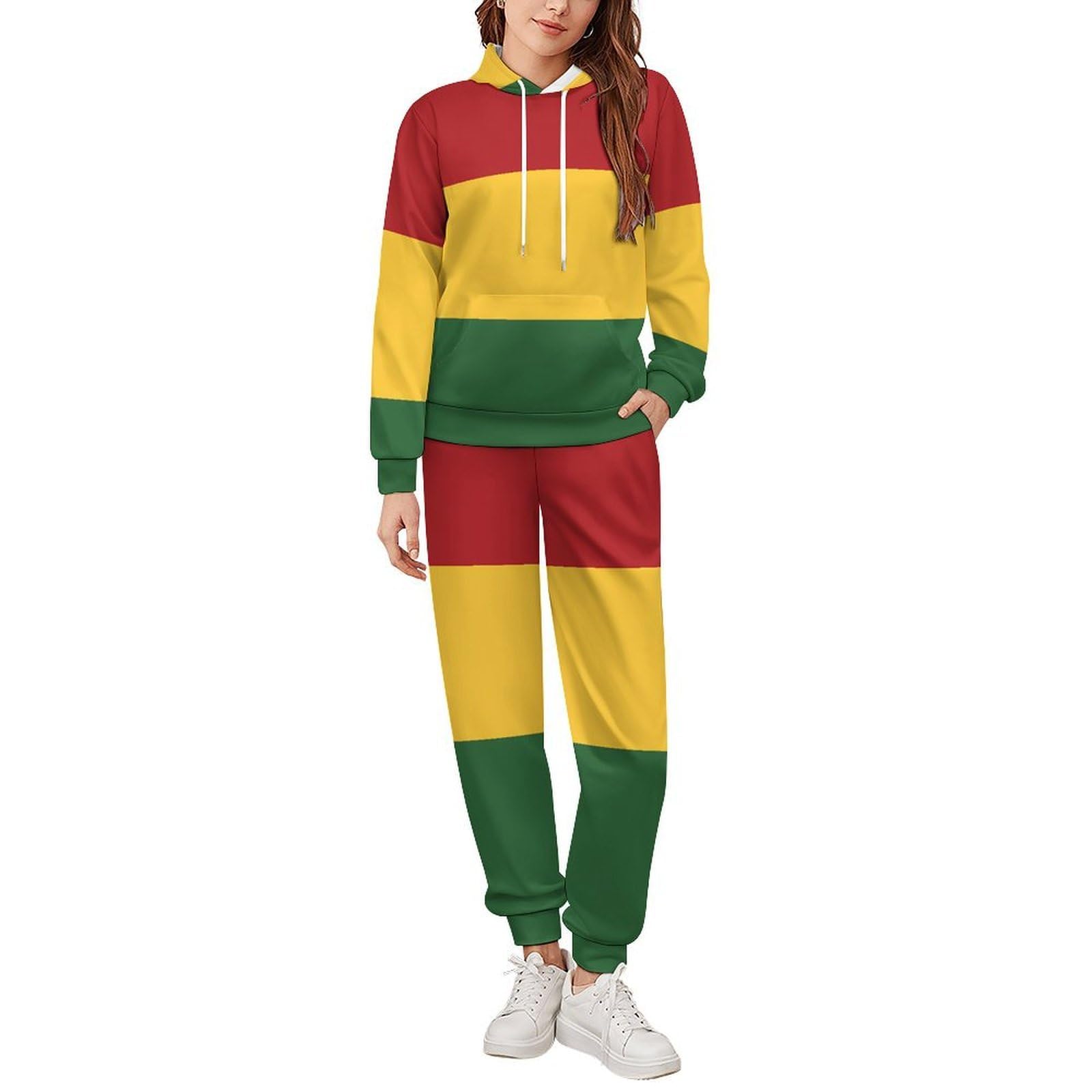 Felpa con cappuccio unisex con bandiera reggae Rasta, 2 pezzi