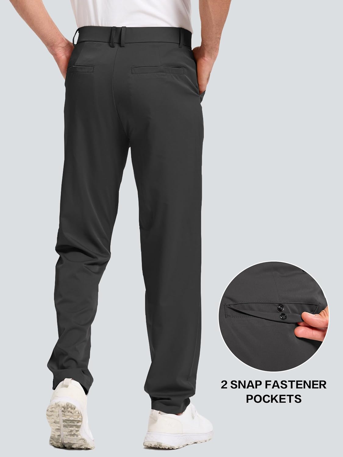 Men's Golf Pants Lightweight Work Dress Pants 30"/32"/34" Stretch Quick Dry Comfy Casual Trousers with Pockets - Image 4