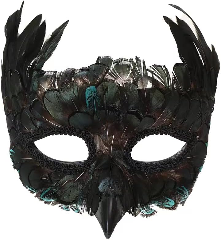 CENFPOLA Costume Mask Feather Animal Mask Masquerade Bird Mask Halloween Mardi Gras Cosplay Party Masque (CEG2)