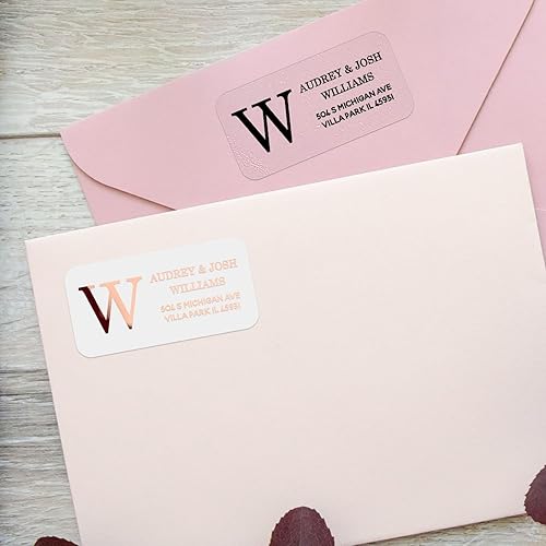 Miniatura 4 de Etiquetas personalizadas para dirección de devolución con monograma, calcomanías impresas personalizadas con inicial y nombres, etiquetas