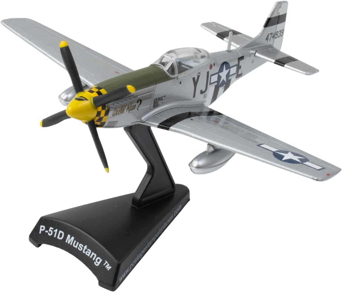 P-51D Toulouse Nuts Die-Cast Metal Model Airplane – WWII Mustang 1/100 Scale with Display Stand – Collectible Aircraft Model, 4” Length, Ages 14+