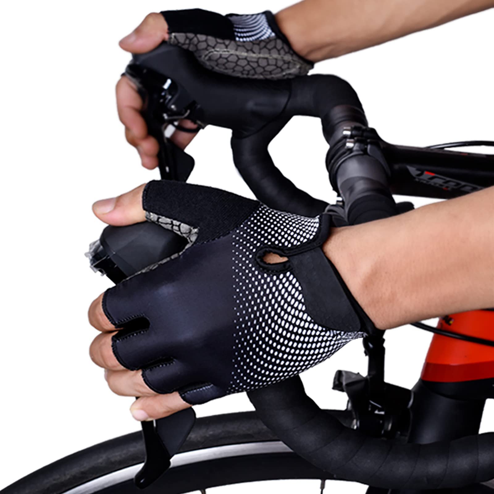 Guanti MTB, Guanti Bici con Mezze Dita, Adatti per Bici da Strada e Mountain Bike, Guanti Ciclismo per Uomo e Donna in Lycra Leggera