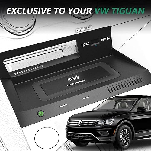 Miniatura 8 de Cargador de coche inalámbrico para VW Tiguan 2018 2019 2020 2021, almohadilla de carga rápida Qi de 15 W para iPhone Galaxy, accesorio de consola