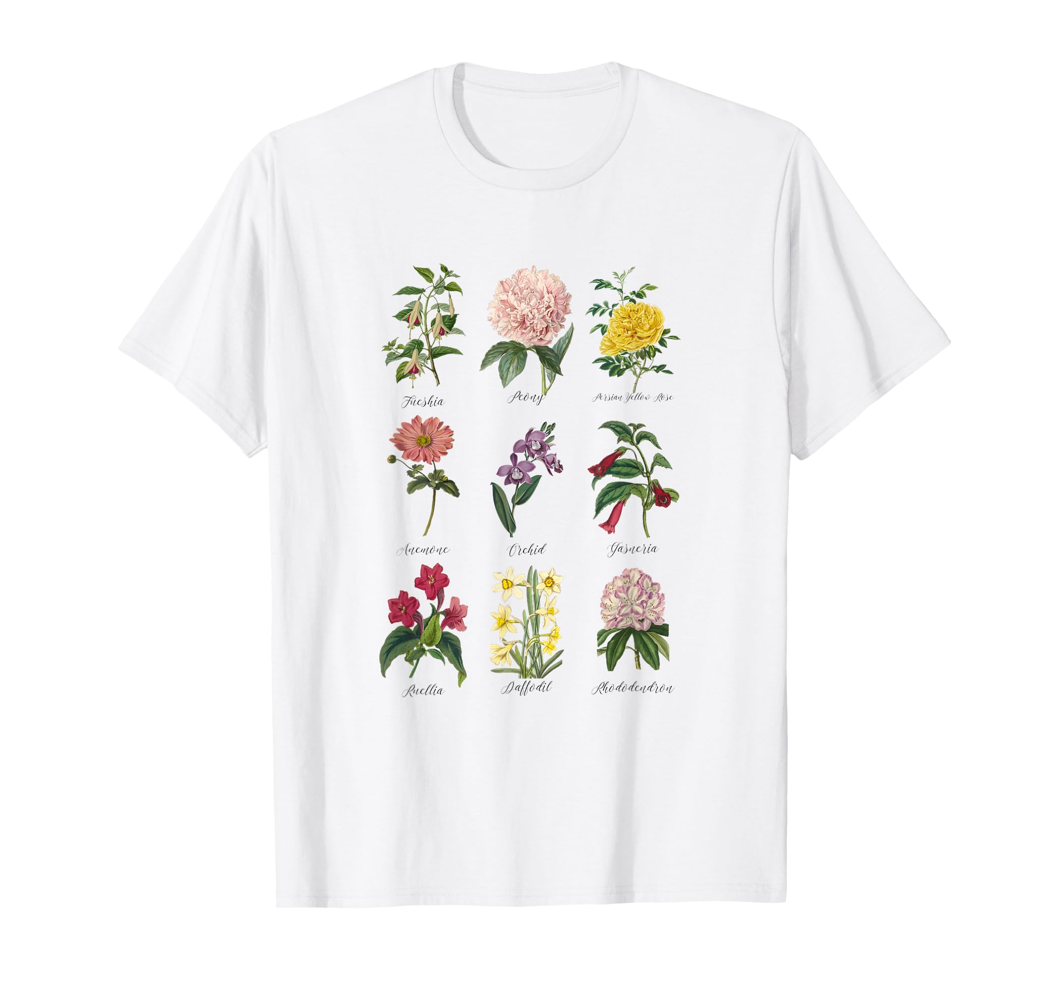 Vintage Botanical Floral Flower T-Shirt T-Shirt : Amazon.co.uk