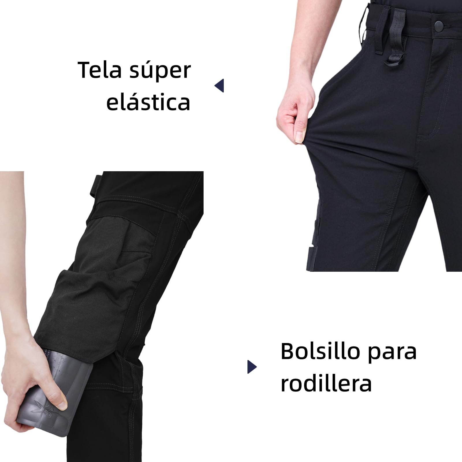 WORK IDEA Męskie spodnie robocze Slim-Fit Stretch - krytyczne obszary materiału Cordura – wytrzymała elegancja do różnorodnych wymagań pracy.