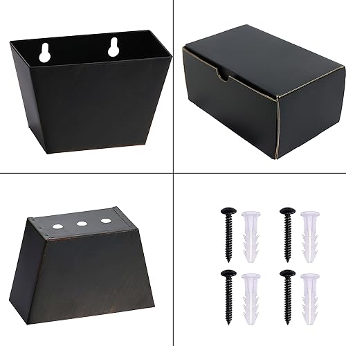 Miniatura 4 de Colector de tapa de botella oxidado negruzco montado en la pared para exteriores con agujeros de drenaje