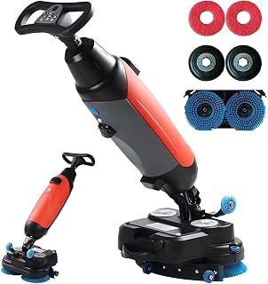 Aufsitz-Scheuersaugmaschine, gewerbliche Scheuersaugmaschine mit separaten 4,5-l- und 7,5-l-Tanks, kabellos, mit 17-Zoll-Elektrobürsten, 36-V-/10,5-Ah-Akku. Red