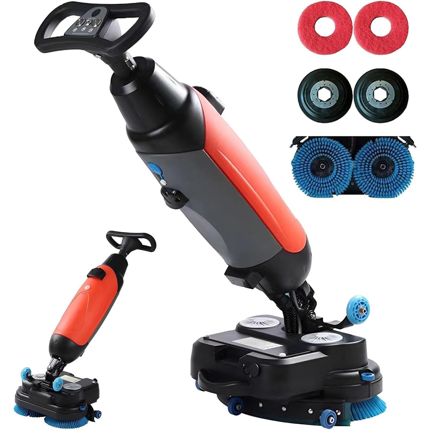 Mini Fregadora De Suelos Profesional, Ultracompacta Y Portátil, Inalámbrica, con Batería De 2 H Y 43 Cm De Ancho. Ideal para El Hogar, La Oficina, El Baño Y Pequeños Espacios Comerciales Red