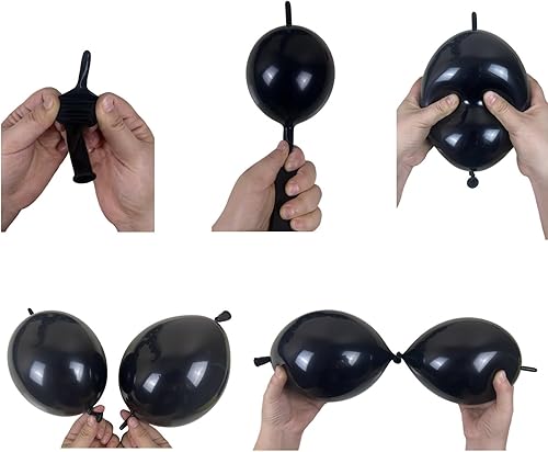 Miniatura 3 de Globos de enlace, 100 globos pequeños de látex negro de 6 pulgadas, globos de cola de aguja de enlace rápido conectados para decoración de
