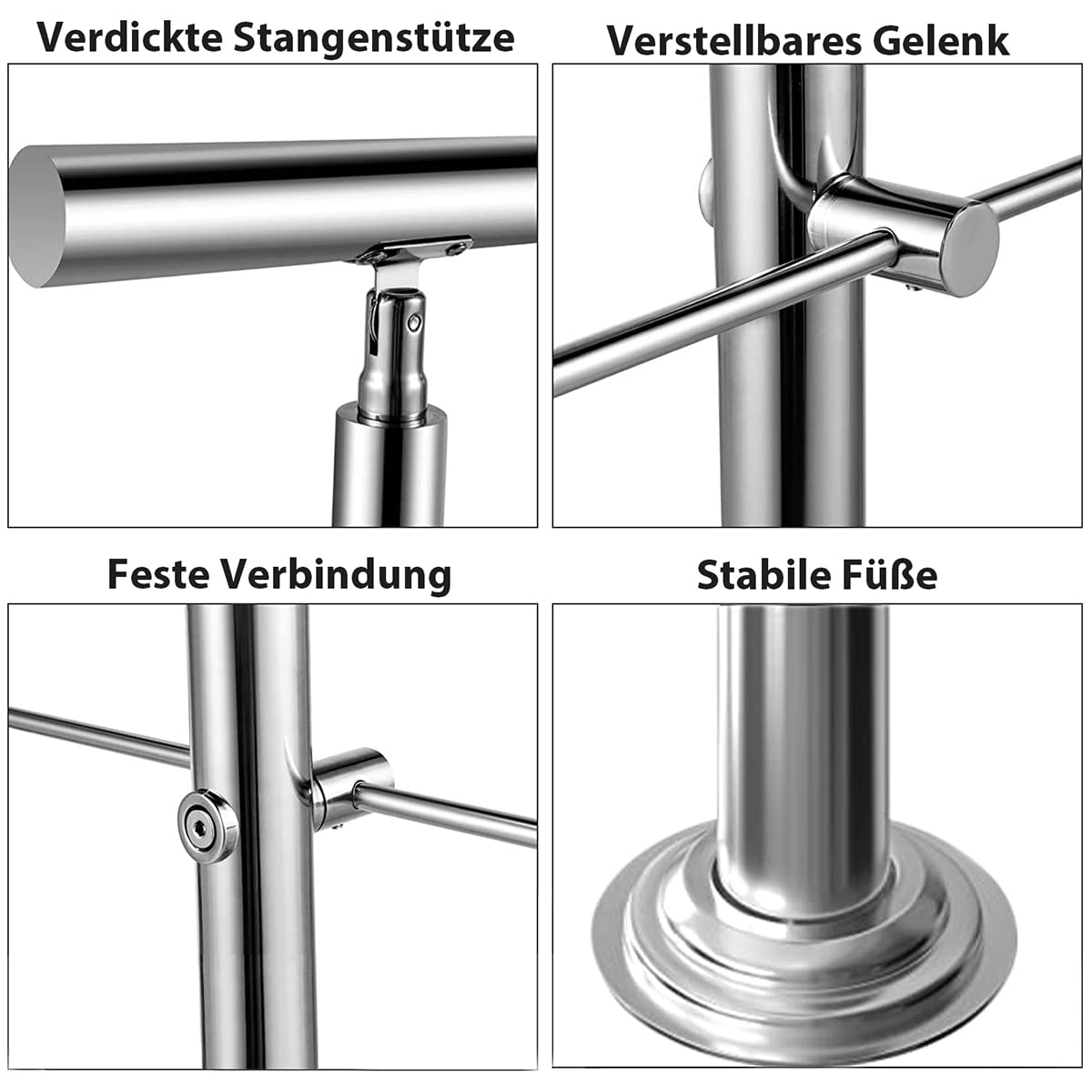 Edelstahl Handlauf Geländer für Treppen Brüstung Balkon ohne Querstreben - Innen und Außen Handlauf Geländer Treppengeländer Edelstahl Brüstung Balkon (80CM, ohne Querstreben)