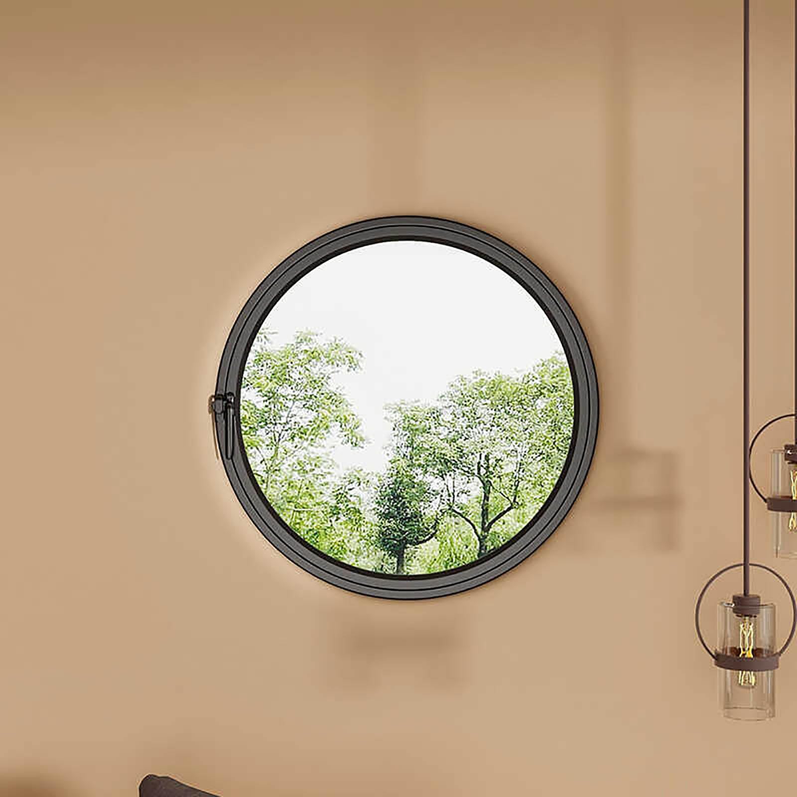 Ventana redonda de cristal giratoria para salones modernos y baños pequeños 50cm