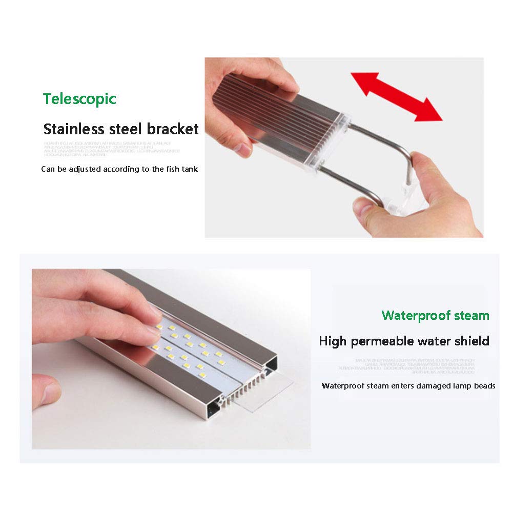 NANANA Eclairage Aquarium Rampe LED Aquarium Imperméable Extensible, Éclairage Lampe Support Support Poisson Réservoir d'eau Lampe, Support Rétractable[Plusieurs Tailles],500c