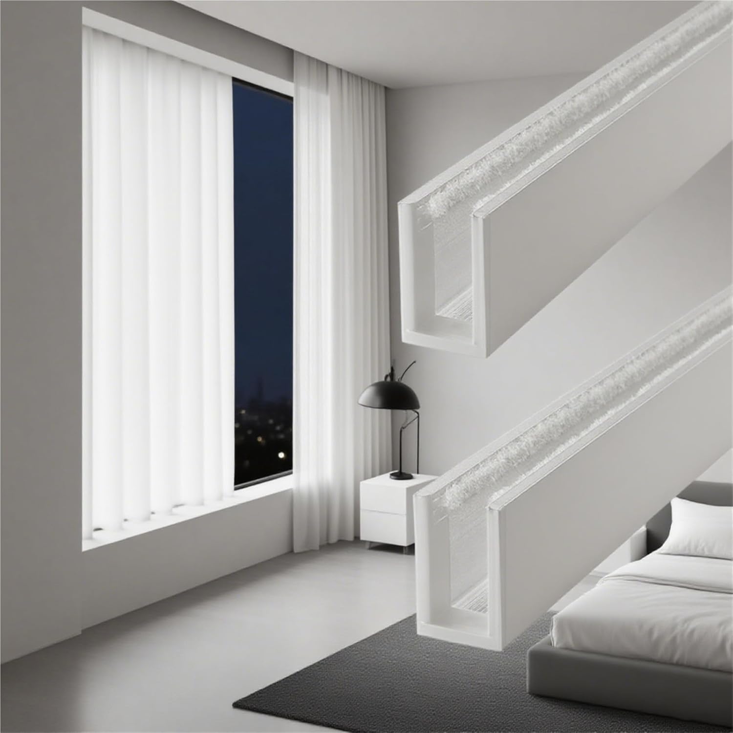 U Channel Blackout PVC Light Blocking Strips for Roller Blinds, Window Shade Gap Blockers for Bedroom & Nursery, Custom Size Aluminium(White,80cm/31.50in)