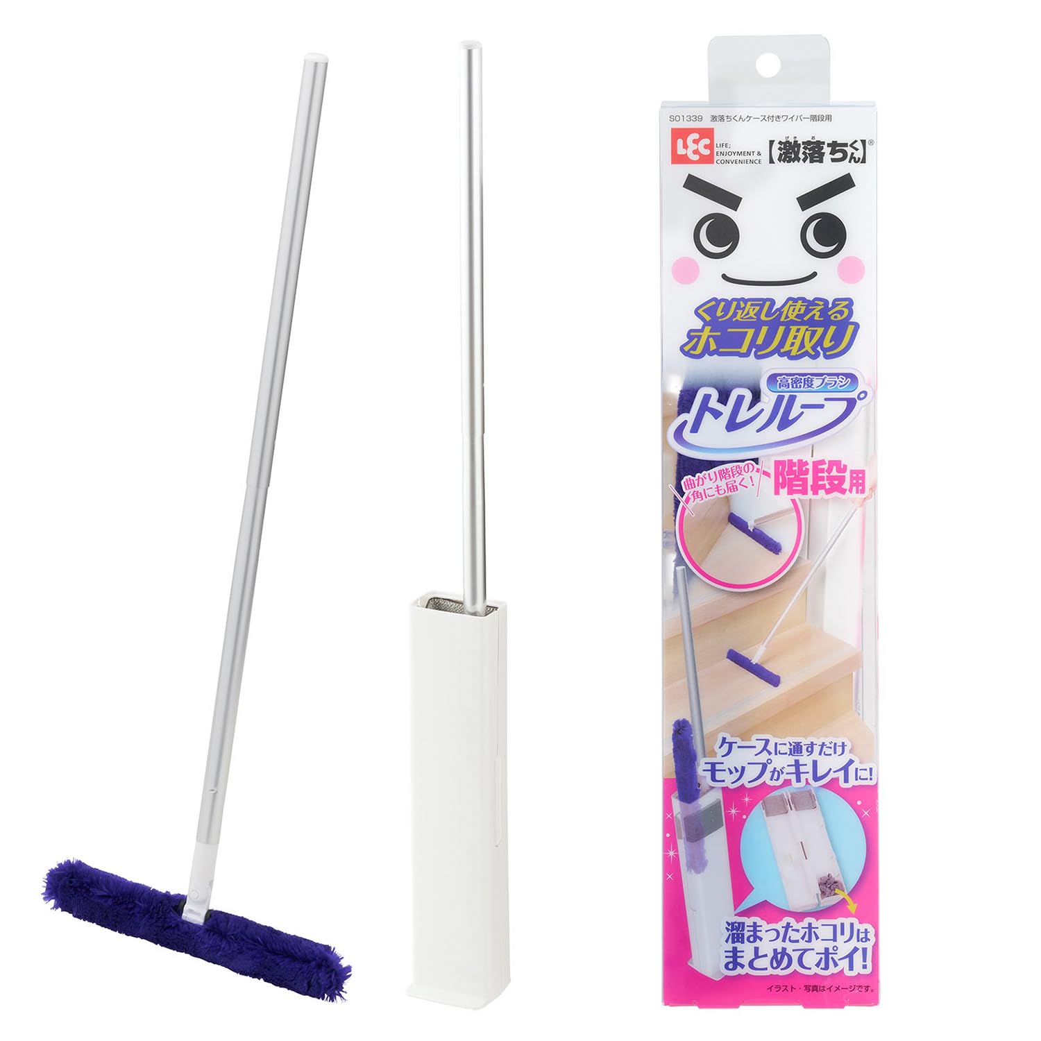 レック 激落ちくん 高密度ブラシ トレループ (階段用) くり返し使える ホコリ取り/ケースに通すとモップがキレイに商品画像