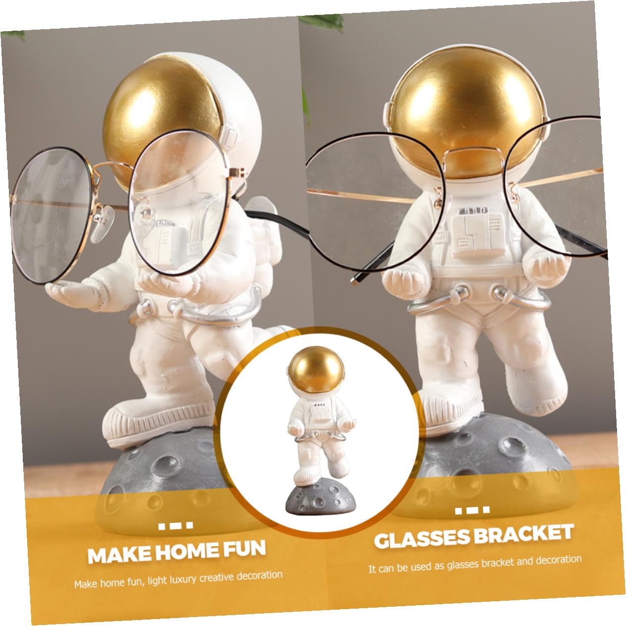 Didiseaon Astronaut Brillenhalter aus Naturharz Dekorativer Display Ständer für Sonnenbrillen und Lesebrillen Spaceman Design als Schreibtisch Deko und Organizer für Zuhause und Büro