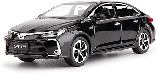 BDTCTK Compatible con modelo de coche 1:32 Corolla, coche de juguete de aleación de zinc con sonido y luz que se tira hacia atrás para niños y Negro