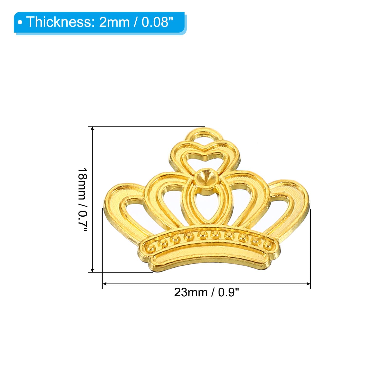 PATIKIL Crown Charm, 100Pcs Mini Crown Pendant Charm Bulk Metal Designer DIY for Making s s Wedding Crafts Queen Fashion Gold - Image 2