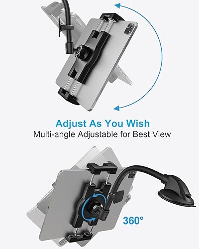 Miniatura 6 de woleyi Soporte para tablet de coche silicona antivibración Soporte de tableta de brazo largo para tablero de automóvil, con ventosa estabilizador