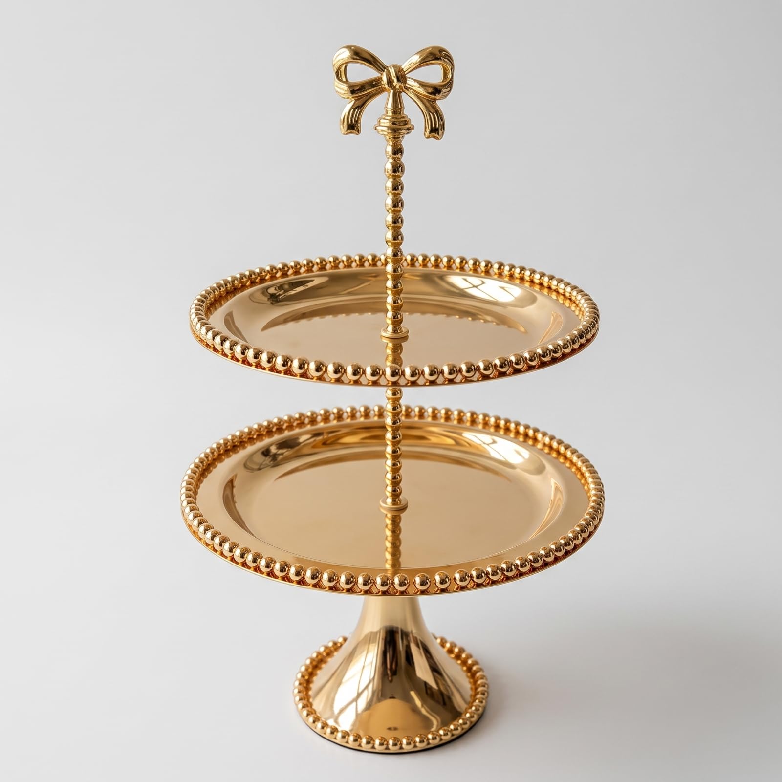KESOTO Présentoir Gâteau Multi-niveaux Support Pâtisserie Plateau Rond Miroir Colonne Centrale et Base Évasée pour Stabilité Décoration Raffinée Adapté aux , Doré