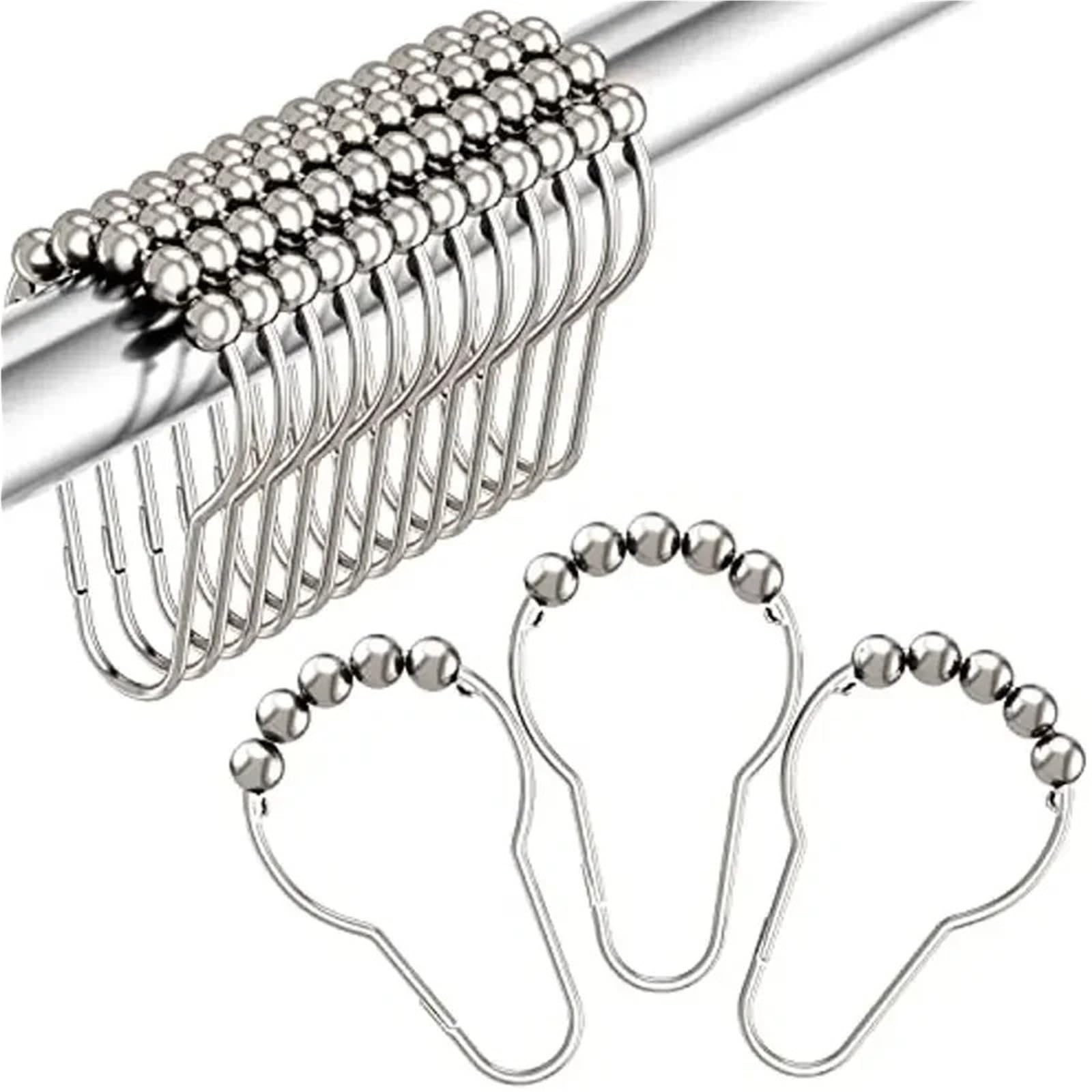 Hooks Clips for Drapes, 100Pcs Stainless Steel Shower Curtain Hooks for Bathroom Rods Decorative