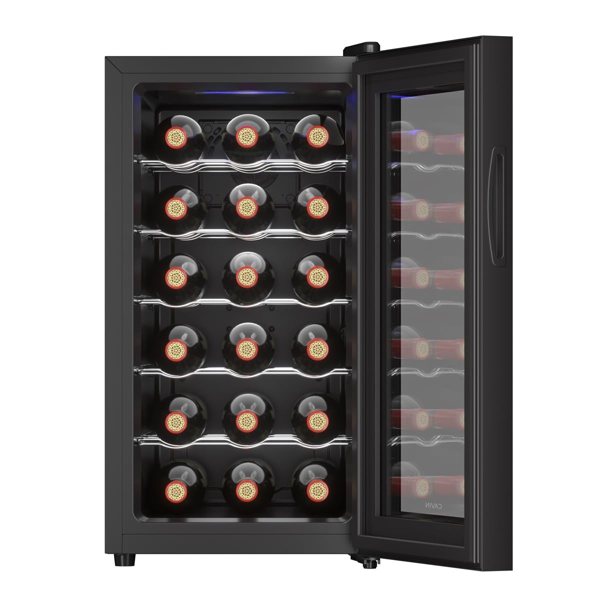 Cavin Cantinetta vino piccola Tundra Collection 18 Nero - 5 eleganti ripiani e spazio per fino a 18 bottiglie - termoelettrico - design moderno e raffinato