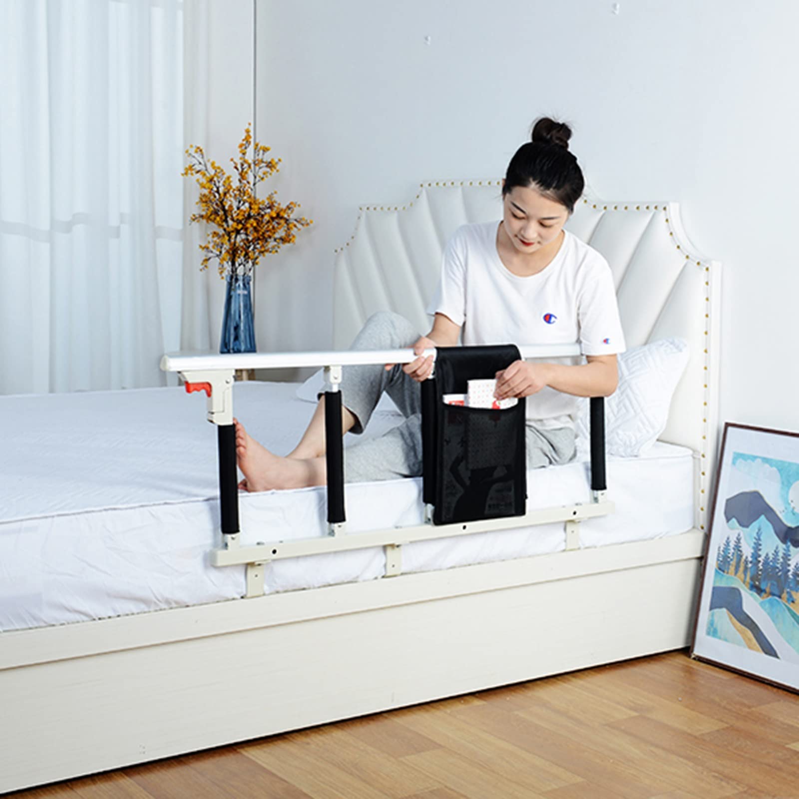 Barandillas de Cama Protector Lateral for Cama, Barandilla de Cama médica para Adultos Mayores con Bolsa Organizadora Acolchada, Guardias de Hospital Barandillas de Parachoques Seguridad (Size :